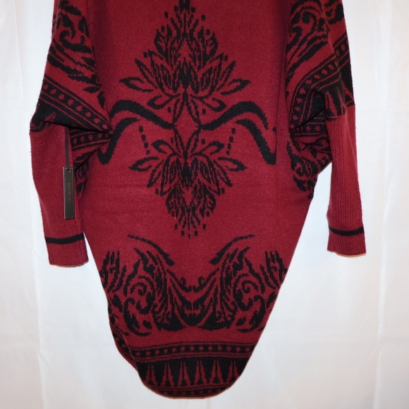 Maxsport Burgundy/Black Patterned Open Front Cardigan. Small/Medium Size. NWT. - Picture 8 of 11